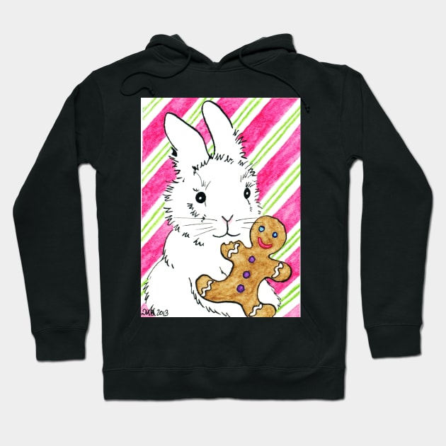 2013 Holiday ATC 5 - Bunny with Gingerbread Man Hoodie by ArtbyMinda